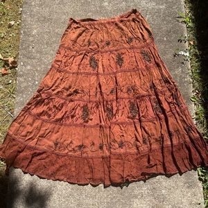 Vintage Embroidered Sequin Beaded Brown flower Skirt Lace Detail MPH collection